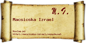 Macsicska Izrael névjegykártya